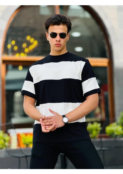 Oversize Kısa Kollu Tişört Erkekler İçin Siyah-Beyaz Renk Seçeneği %95 Pamuk fiyatları
