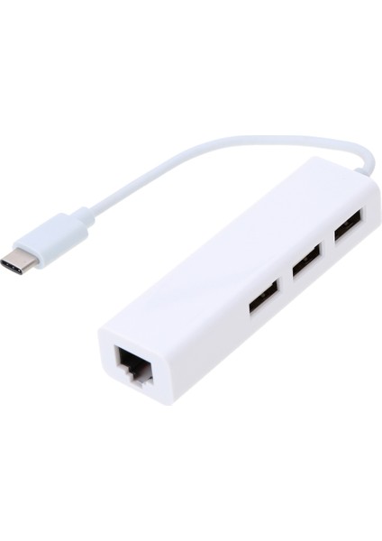 Tip C 3 Port USB 2.0 Hub RJ45 Ethernet Ağ Lan Port Veri Senkronizasyonu Macbook Google Chromebook Uyumlu