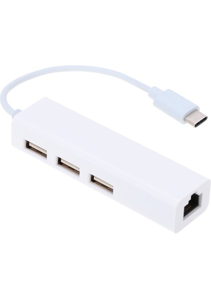 Tip C 3 Port USB 2.0 Hub RJ45 Ethernet Ağ Lan Port Veri Senkronizasyonu Macbook Google Chromebook Uyumlu