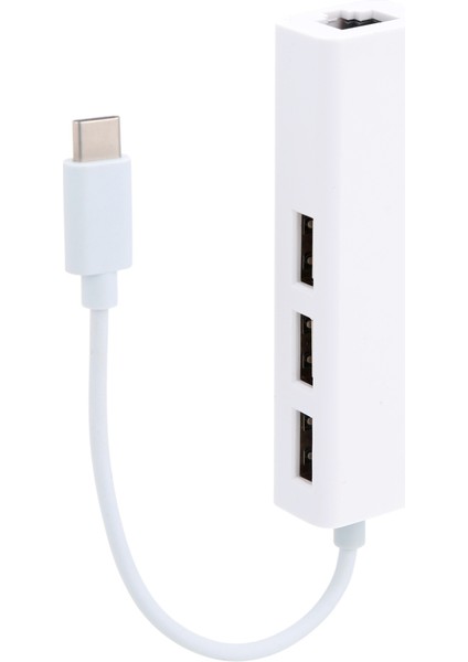 Tip C 3 Port USB 2.0 Hub RJ45 Ethernet Ağ Lan Port Veri Senkronizasyonu Macbook Google Chromebook Uyumlu
