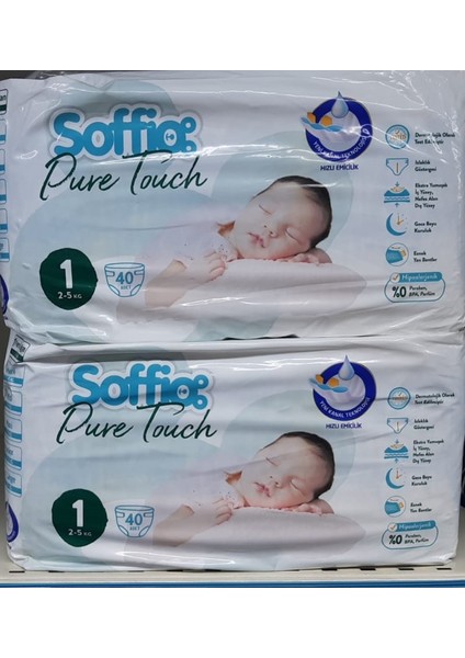 Bebek Bezi Soffia Pure Touch 1 Numara 2-5kg 40 Lı Paket 2ADET