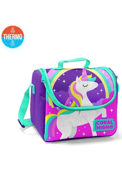Coral High Kids Mor Su Yeşili Unicorn Desenli 3’lü Okul Çanta Seti 14376