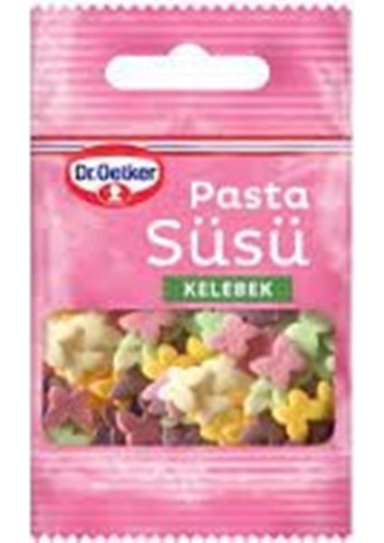 Dekor Serisi Pasta Süsü Kelebek, Kalp, Gümüş Inci, Yıldız (4 x 10 Gram)