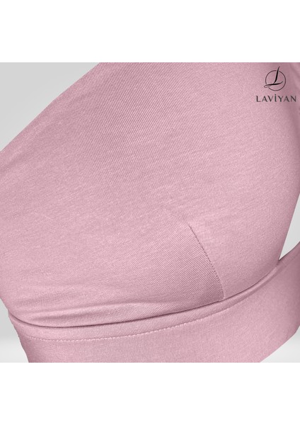 Kadın Boyundan Bağlamalı Pamuklu Örme Crop Fitted/Vücuda Oturan Sırtı Açık Bralet Bluz