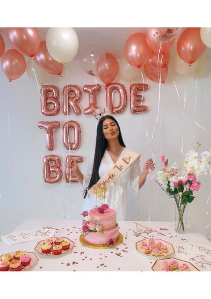 Bride To Be Yazılı Rose Gold Folyo Balon Konsepti Renkli Bekarlığa Veda Partisi Büyük Balon Seti modelleri