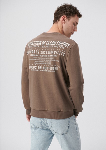 Erkek Baskılı Kahverengi Sweatshirt 0611584-70389