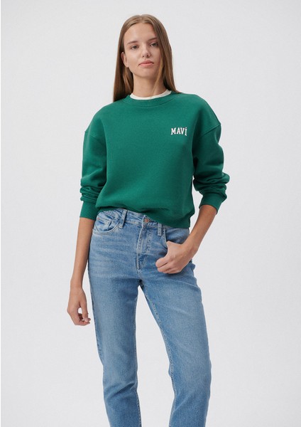 Logo Baskılı Yeşil Crop Sweatshirt1611601-71874