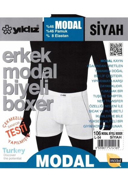 Erkek Biyeli Modal Likralı Boxer 105 - 3 Adet modelleri