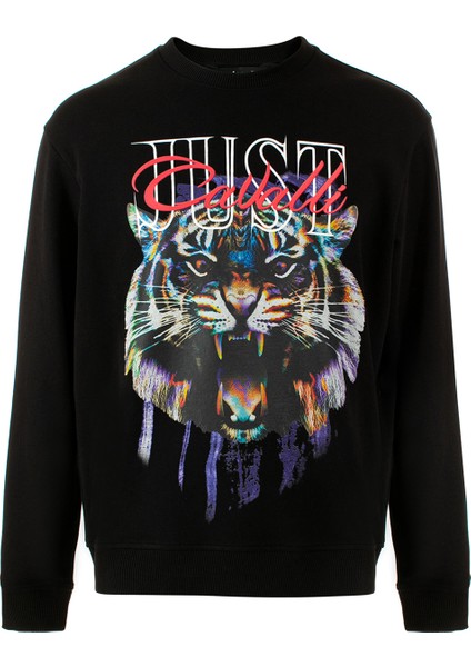 Bisiklet Yaka Siyah Erkek Sweatshırt 74OBIF11CF200899