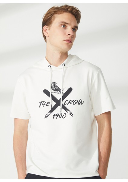 Kapüşon Yaka Beyaz Erkek Sweatshırt TC3903-100 Run