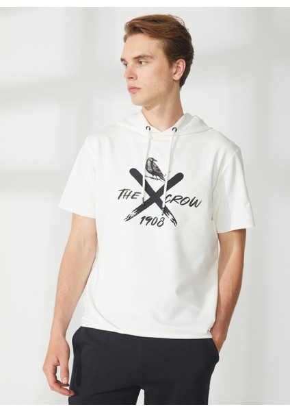 Kapüşon Yaka Beyaz Erkek Sweatshırt TC3903-100 Run modelleri