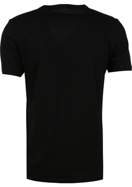 V Yaka Düz Siyah Erkek T-Shirt 9639