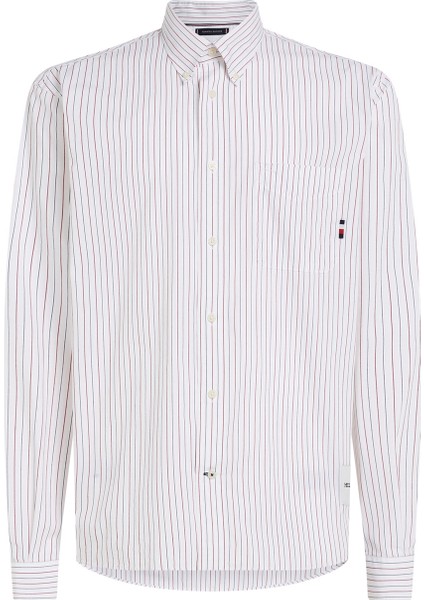 Slim Fit Düğmeli Yaka Kırmızı Erkek Gömlek MW0MW317430EV