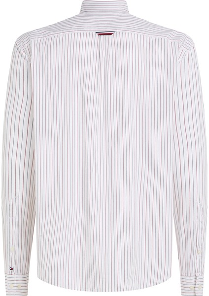Slim Fit Düğmeli Yaka Kırmızı Erkek Gömlek MW0MW317430EV
