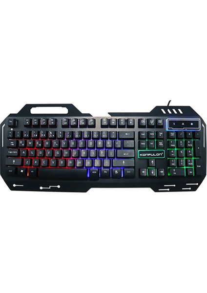 Konfulon V1 Rgb Işıklı Metal Yüzey Türkçe Q Kablolu Gaming Klavye