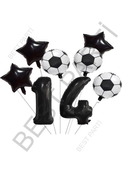 Yıldız Rakam Futbol Topu Desenli Folyo Balon Seti Yaş 14