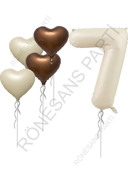 Bej Rakam Ve Kalp Folyo Balon Seti Yaş 7 fiyatları
