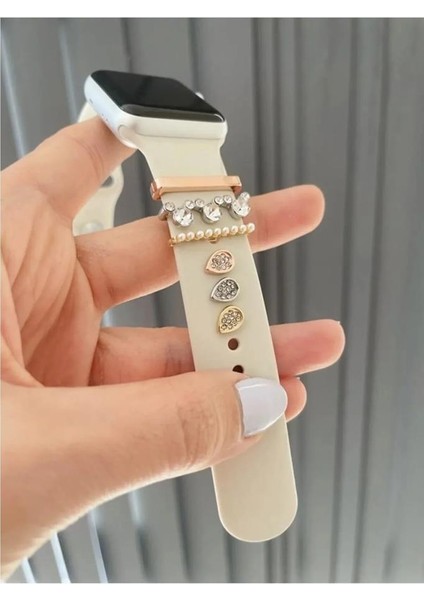 Apple Watch Uyumlu Saat Kordon Aksesuarı Charm Set Tüm Seri Kordonlara Uyumlu Krdn-Charm