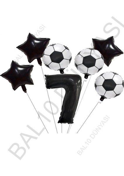 Yıldız Rakam Futbol Topu Desenli Folyo Balon Seti Yaş 7