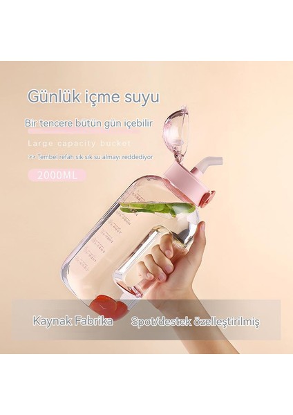 Minimalist Büyük Kapasiteli Plastik Bardak 2000ML (Yurt Dışından)