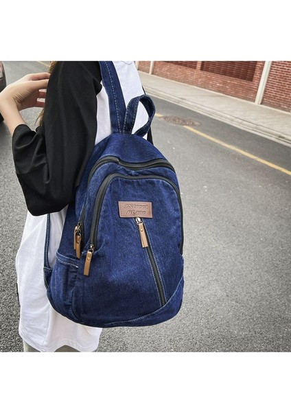 Denim Sırt Çantası Amerikan Retro Okul Çantası Seyahat Sırt Çantası Unisex Bilgisayar Çantası (Yurt Dışından) modelleri