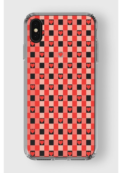 Apple iPhone x / Xs Uyumlu Kalp Desen Tasarımlı Premium Şeffaf Kılıf