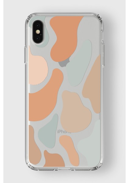 Apple iPhone Xs Max Uyumlu Sanatsal Şekiller Tasarımlı Şeffaf Kılıf