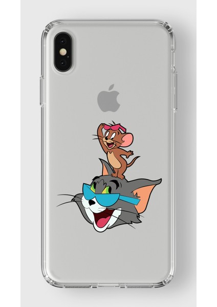 Apple iPhone x / Xs Uyumlu Tom ve Jerry Tasarımlı Şeffaf Kılıf