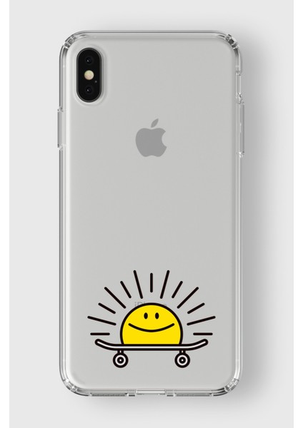 Apple iPhone Xs Max Uyumlu Gülen Yüz Tasarımlı Premium Şeffaf Kılıf