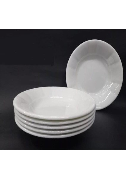 12 Adet Beyaz Oluklu Melamin Çukur Yemek Tabağı 18X3CM Pilav, Kuru Nohut Çok Hesaplı Sulu Yemek Kabı