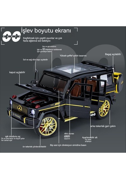 1:32 Mercedes-Benz G63 Sesli ve Hafif Geri Çekme Işlevli Altı Kapılı Alaşım Araba Modeli (Yurt Dışından)