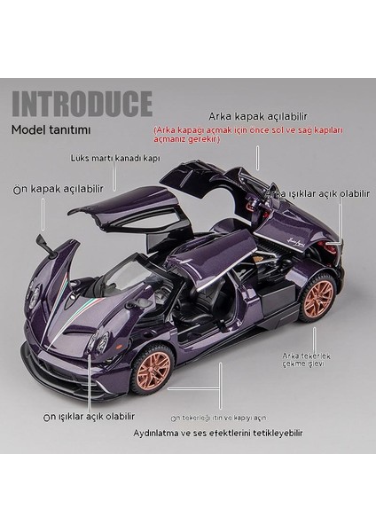 1:32 Ses ve Hafif Alaşımlı Pagani Spor Araba Modeli (Yurt Dışından) fiyatları