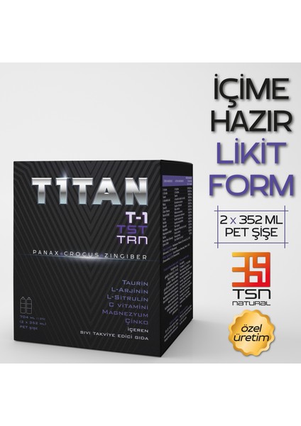 TİTAN - Amino Asit, BCAA, Testesteron Artırıcı, C Vitamini, Magnezyum, Çinko, Takviye Gıda - 1000 gr