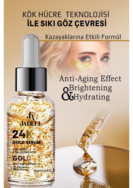 24K Altın Yüz ve Göz Çevresi Serumu – Kolajen ve Hyalüronik Asit İçerikli, Nemlendirici ve Aydınlatıcı, Tüm Cilt Tipleri için 30 ml fırsatları