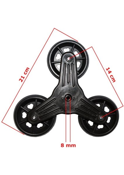 3 Tekerlekli Merdiven Çıkan Pazar Arabası Tekerleği Teker Takımı - 2 Adet