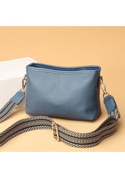 Hakiki Deri Kadın Çantası Geniş Omuz Askısı Crossbody Küçük Kare Çanta Omuzdan Askili Çanta (Yurt Dışından)