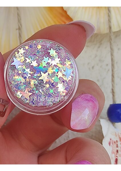 Hb Tasarım Pembe Glitter Jel Far Sim Yüz ve Vücut Simi-Diamante Pink