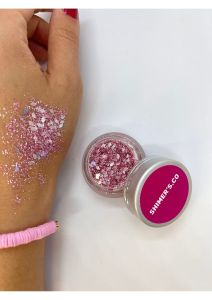 Hb Tasarım Metalik Işıltılı Pembe Sim Glitter FAR10 gr - Glitter Göz Farı - Vücut Simi - Epoksi Glitter -