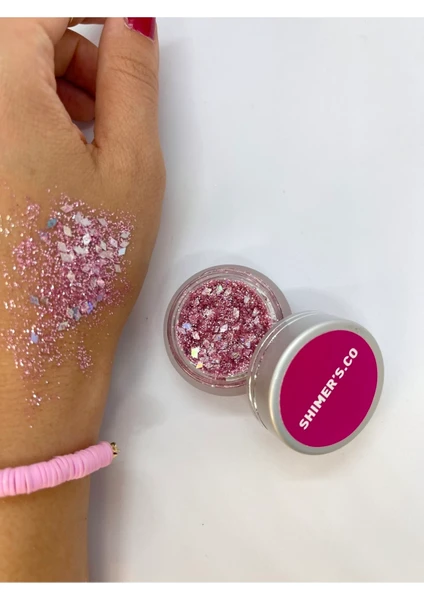 Hb Tasarım Metalik Işıltılı Pembe Sim Glitter FAR10 gr - Glitter Göz Farı - Vücut Simi - Epoksi Glitter -