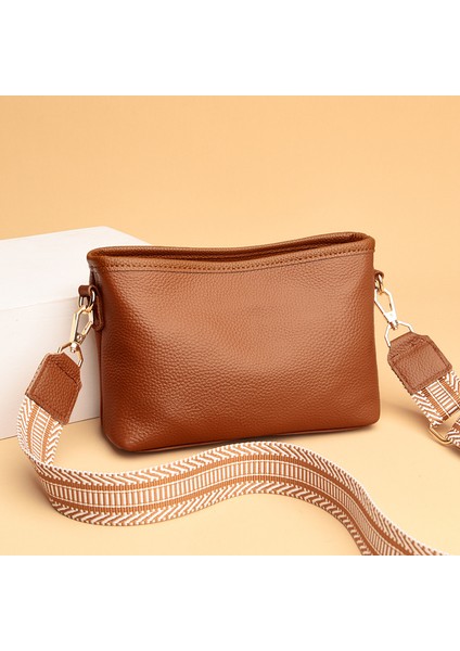 Hakiki Deri Kadın Çantası Geniş Omuz Askısı Crossbody Küçük Kare Çanta Omuzdan Askili Çanta (Yurt Dışından)