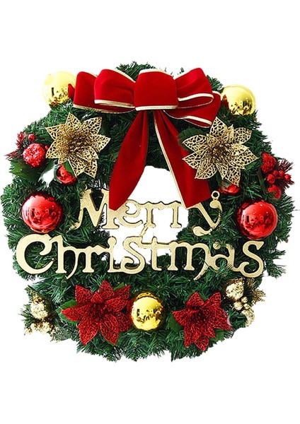 Yay Düğüm Sahte Çiçek Topları ile Noel Çelenk 16 Inç (Yurt Dışından)