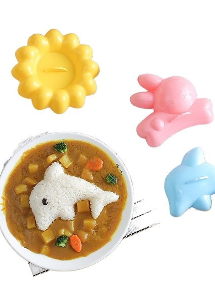 Karikatür Bebek Pirinç Topu Kalıbı Çocuk Bento Suşi Dıy Kalıp Yunus Tavşan Pişirme Kalıbı Dört Parçalı Set (Yurt Dışından)