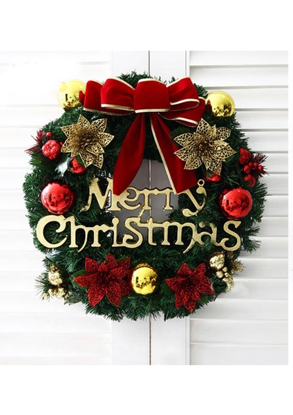 Yay Düğüm Sahte Çiçek Topları ile Noel Çelenk 16 Inç (Yurt Dışından)