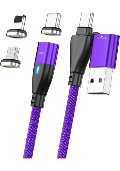 Pd Hızlı Şarj Manyetik Emme Veri Kablosu Çok Fonksiyonlu Altı Bir Arada 100W Şarj Edilebilir Apple Huawei Dizüstü Cep Telefonu (Yurt Dışından)