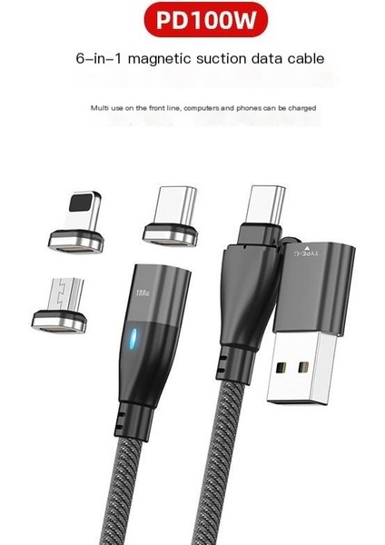 Pd Hızlı Şarj Manyetik Emme Veri Kablosu Çok Fonksiyonlu Altı Bir Arada 100W Şarj Edilebilir Apple Huawei Dizüstü Cep Telefonu (Yurt Dışından) fiyatları
