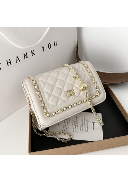 Eşkenar Dörtgen Zincir Küçük Kare Çanta Kadın Moda Doku Tek Omuz Messenger Çanta (Yurt Dışından)