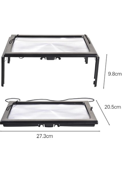 Tam Sayfa Okuma Büyüteci LED Işık Hediye Büyüteç Tam Sayfa 3D Katlanır Stand Büyüteç (Yurt Dışından)