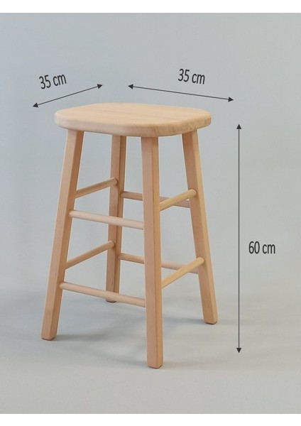 Ahşap Bar Taburesi Ham 60CM (35CMX35CM)