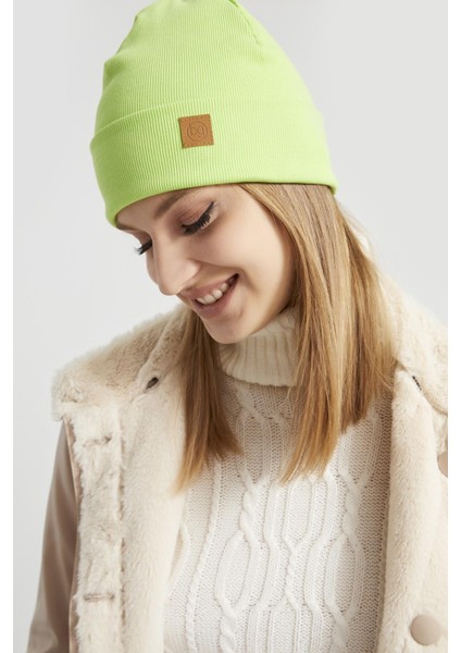 Kadın Genç Kız Fıstık Yeşili Şapka Bere - Spor, Rahat, %100 Pamuklu, El Yapımı, Yerli Üretim modelleri