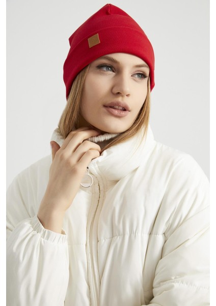 Kadın Genç Kız Canlı Kırmızı Şapka Bere - Spor, Rahat, %100 Pamuklu, El Yapımı, Yerli Üretim fırsatları